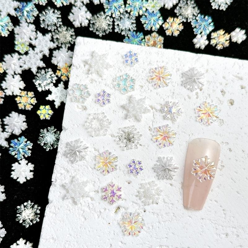 1Set Random White Iridescently Snowflake Resin Nail Decoration DIY Manicure Safe Resin Craft