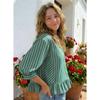 Casual Button Seven Quarter Sleeve Commuting Striped Shirt