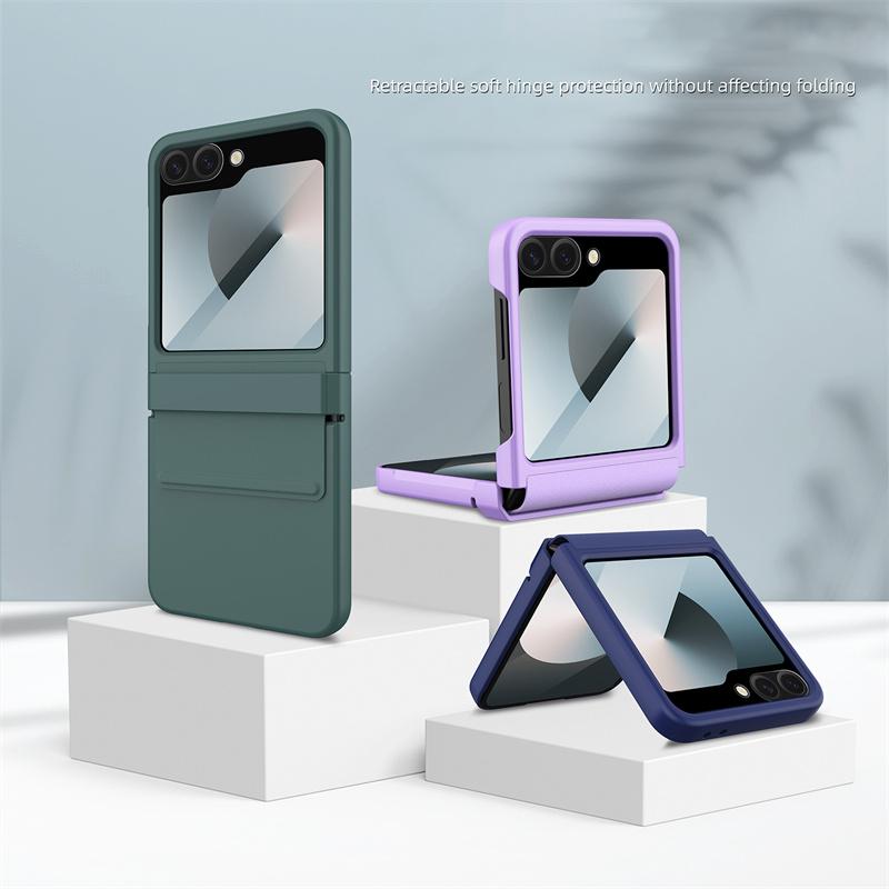 Matte Wrist Strap Hinge Full Protection Hard Case for Samsung Galaxy Z Flip 7 FE / 6 Folding Wristband Cover With Tempered Glass