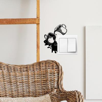 Simple and Creative Coffee Cup Bedroom Living Room Switch Home Background Beautification Wall Sticker