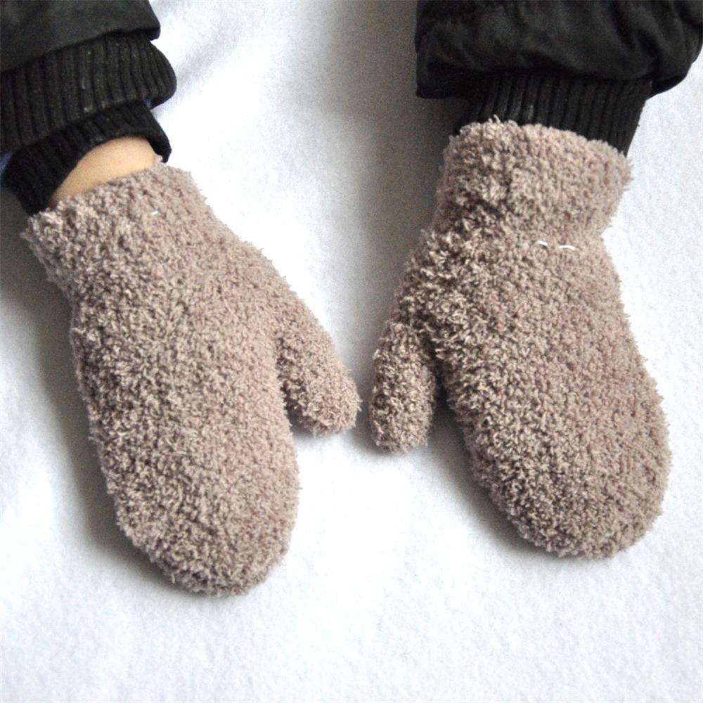 Baby Boys Finger Gloves Children Late Autumn And Early Winter Knitting Simple Style Baby Girls Warm Mittens 0-4 Years Old