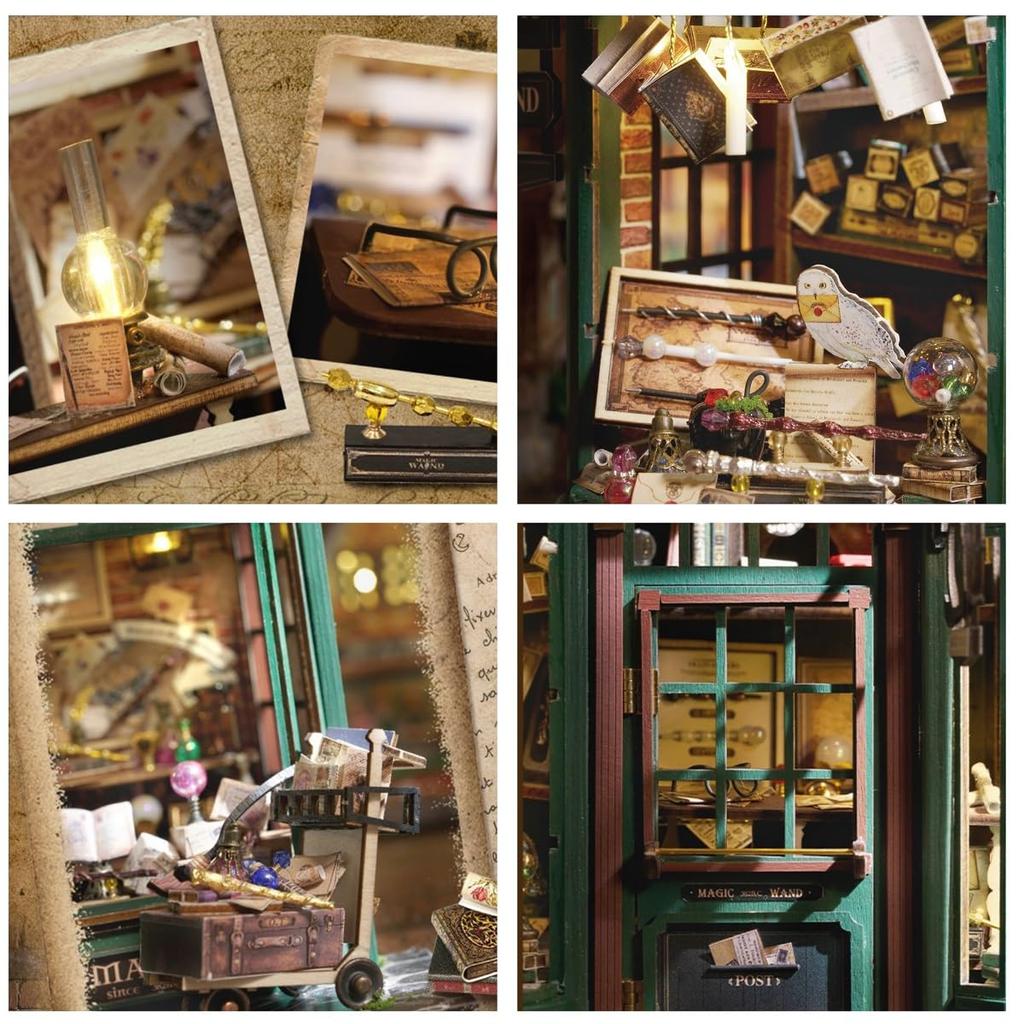 Modrá žirafa DIY Dřevěný domeček pro panenky Sada domečku pro panenky DIY Evropský Retro Magická chata Architektonický model 3D Dřevěná montáž Malý dům s protiprachovým krytem Nápad