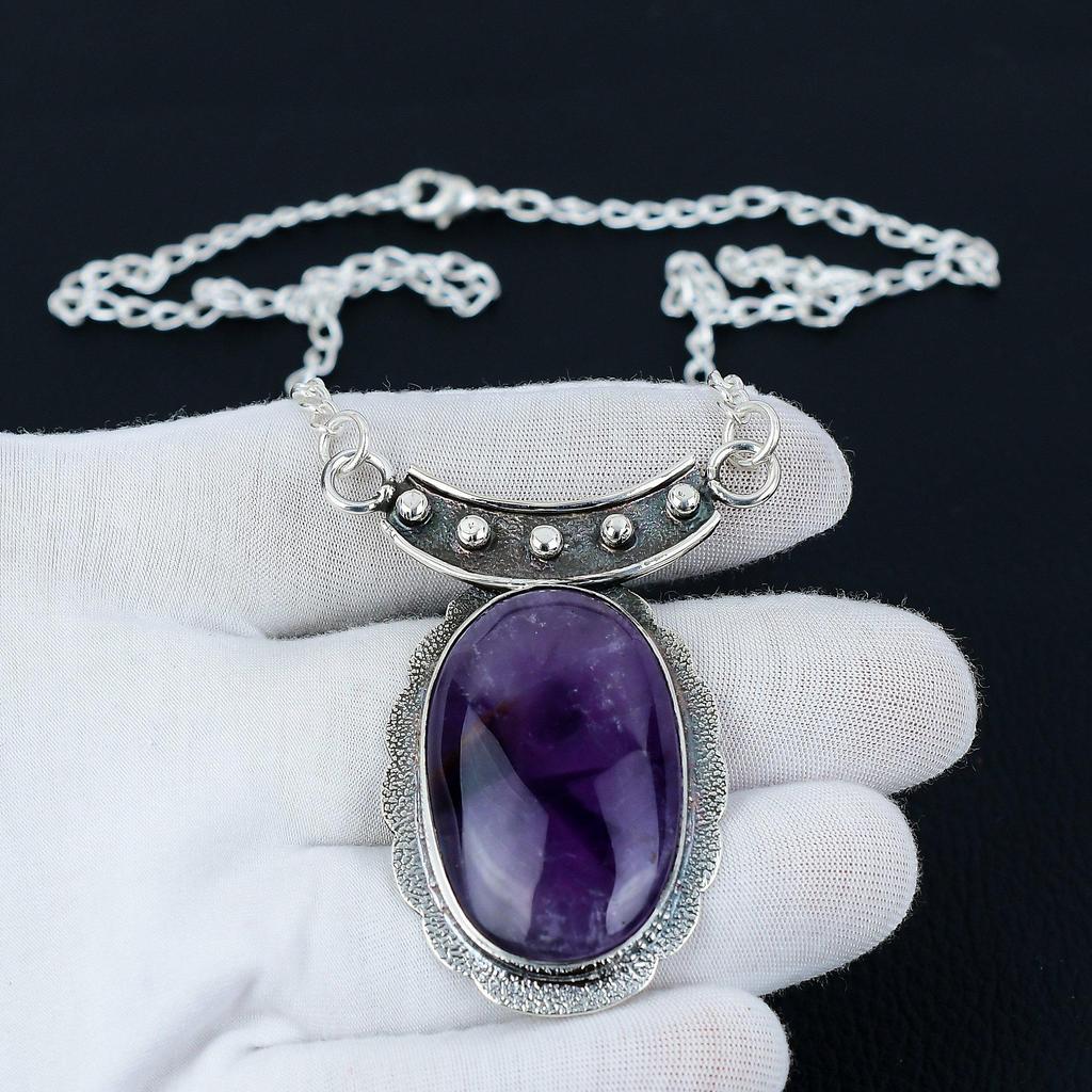 Amethyst Necklace, Amethyst Gemstone, 925 Sterling Silver Necklace, Natural Amethyst Jewelry For Women, Amethyst Jewelry Necklace For Gifts