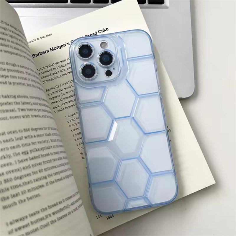 

Чехол для телефона с геометрическим футбольным узором в виде пчелиных сот для iPhone 17 16 15 14 13 12 11 Pro Max X XR XS Max 7 8 Plus Прозрачный противоударный чехол iPhone 17 Pro Max