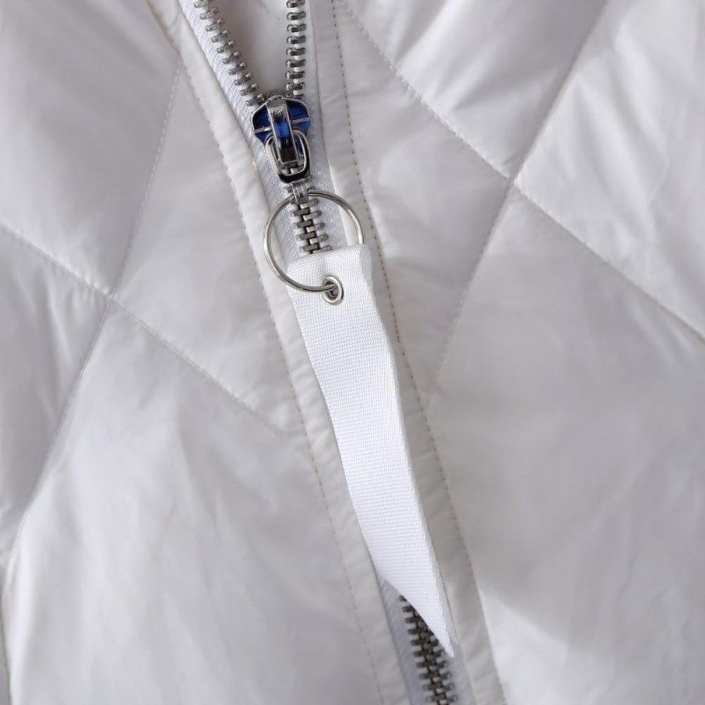 Women's Mid-Length Autumn and Winter Cotton Jacket - Korean Version Loose Diamond-Quilted Cotton Jacket, Korean Style Down Jacket