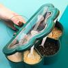6 Grids Seasoning Box with Clear Lid Multifunctional Space Saving Handheld Seasoning Box with 6 Scoo