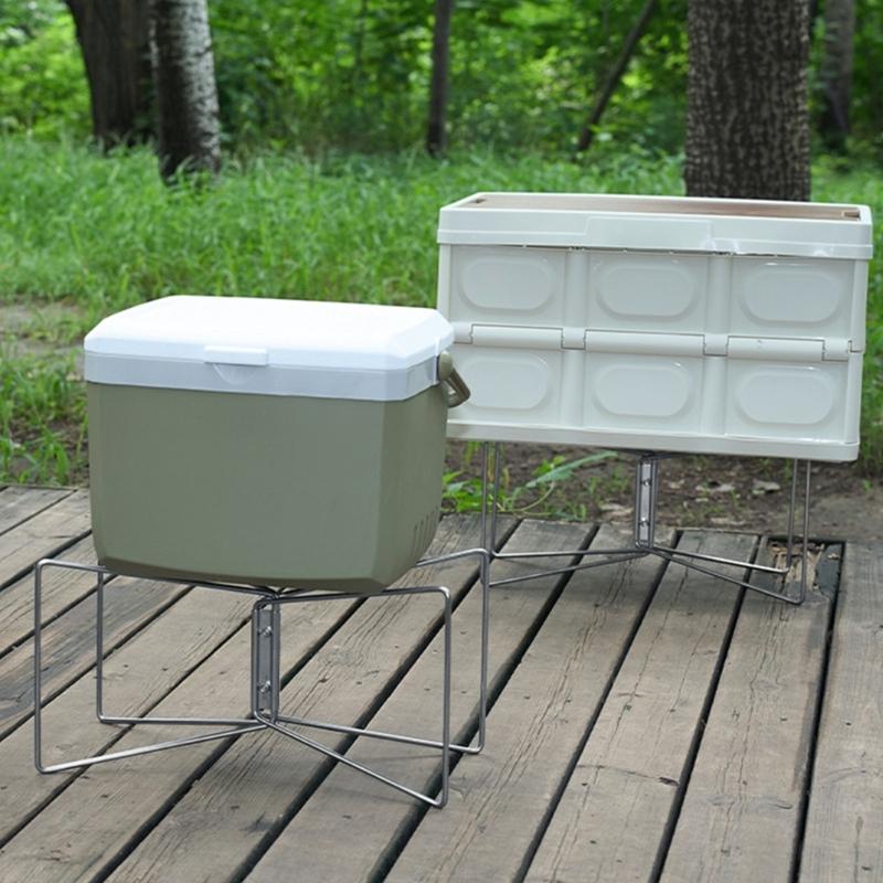 Camping Folding Coolers Stand Storage Box Bracket Metal Luggage Rack Portable Ices Box Holder for Outdoor Travel Cooking