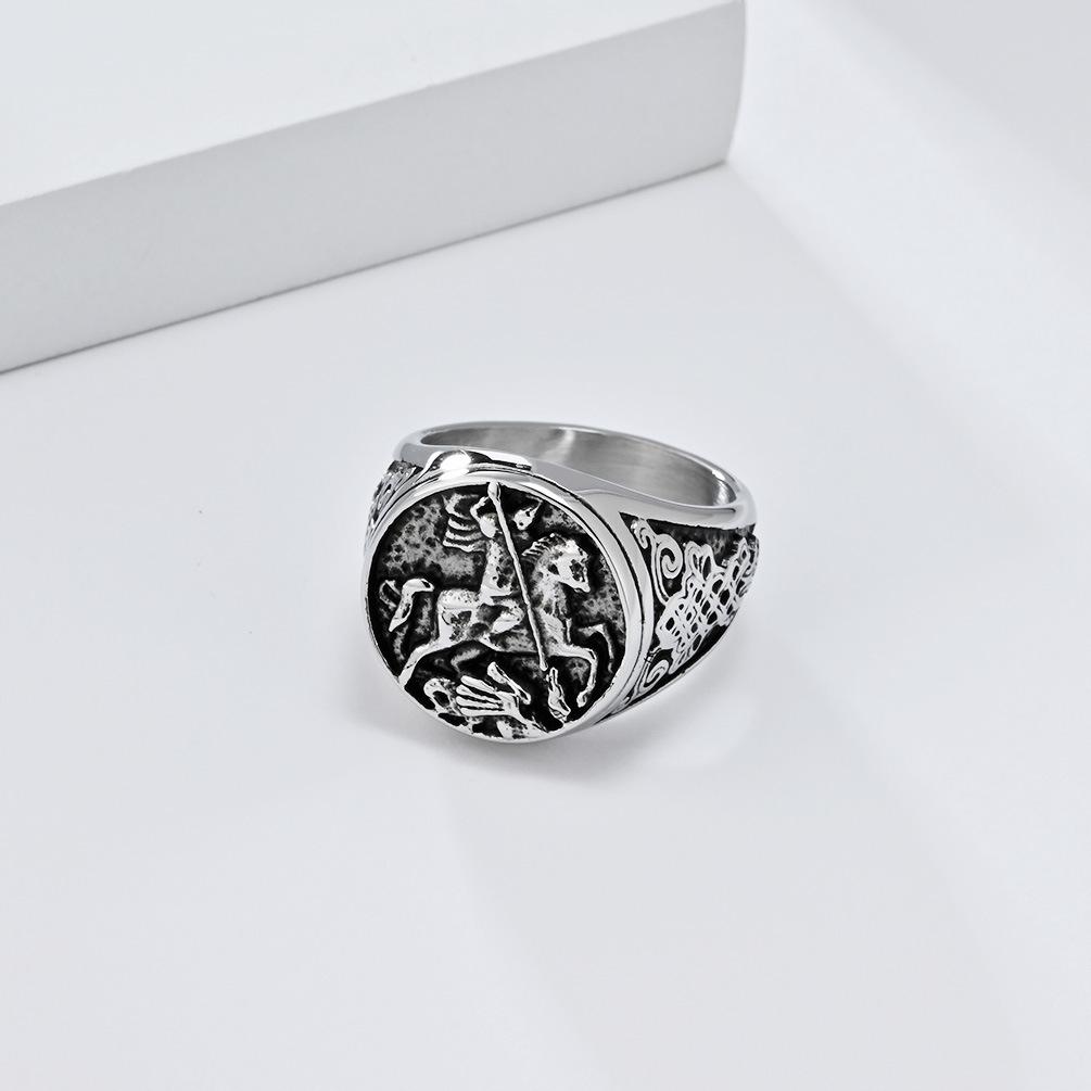 European and American Style Retro Templar Titanium Steel Ring Fashionable Knot Mens Hand Jewelry