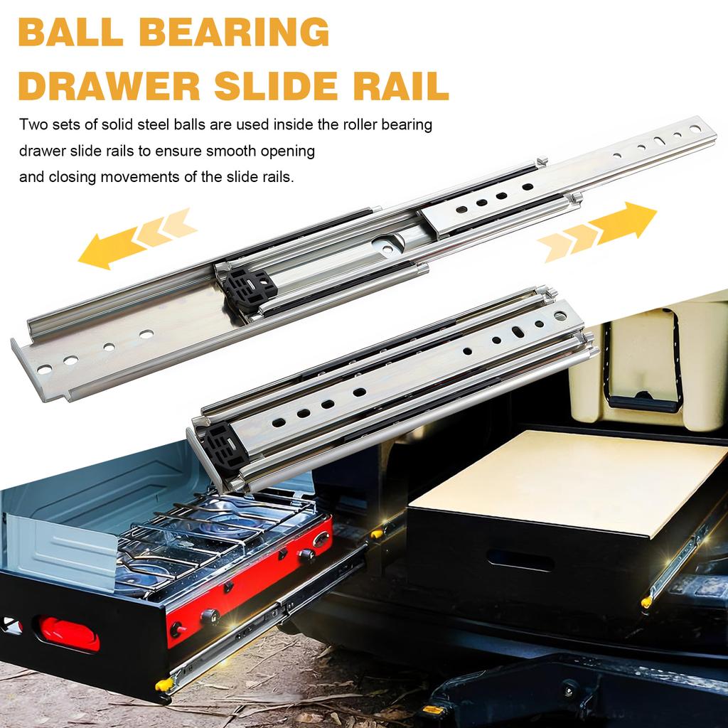 1 Pair 44 Inch Tool Box Runner with Lock Full Extension Ball Bearing Sliding Rails Side Mount for RV Cabinets Tool Box & Storage