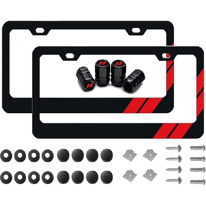 Tri-Color 3 Color Aluminum License Plate Frame Cover Holder Compatible With Toyota Vehicle Truck Trailer SUV. (White Gray-02)