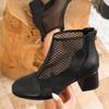 2026 Spring/Summer Women's Breathable Mesh Chunky Heel Ankle Boots - Comfortable & Fashionable Soft Sole Shoes