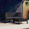 3-piece Garden Set with Anthracite Cushions Pine Wood