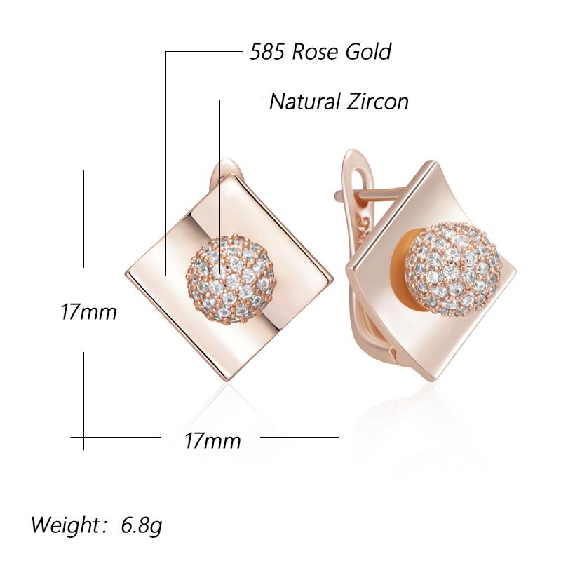 Unusual  Rose Gold Color Dangle Earrings For Women Shiny Natural Zircon Accessories High Quality Daily Fine Jewelry