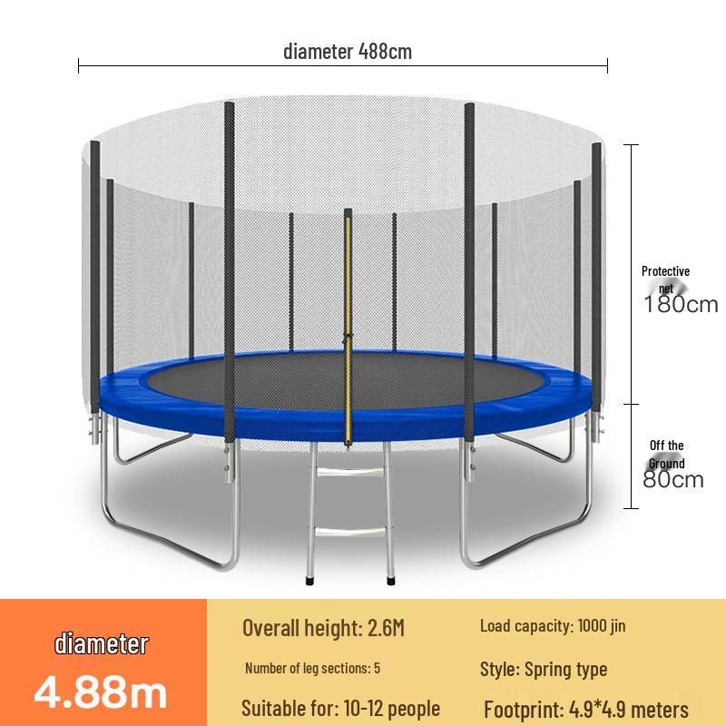 Indoor/Outdoor Kids Fitness Trampoline - Large Round Bouncing Bed for Home and Commercial Use