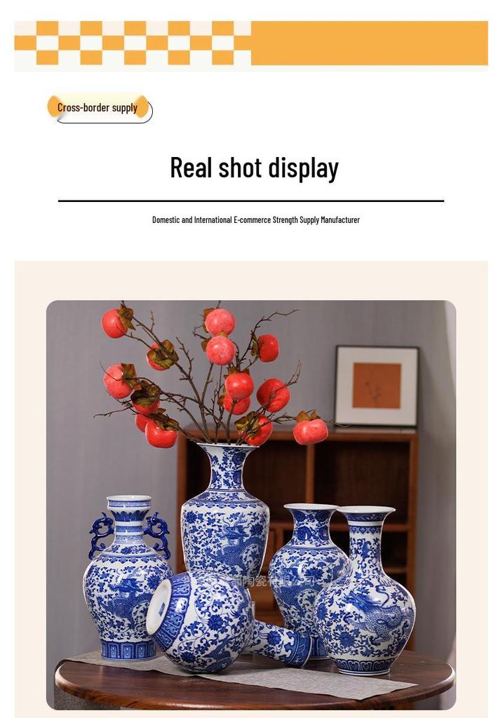 Antique Style Blue and White Porcelain Vase for Home Decoration