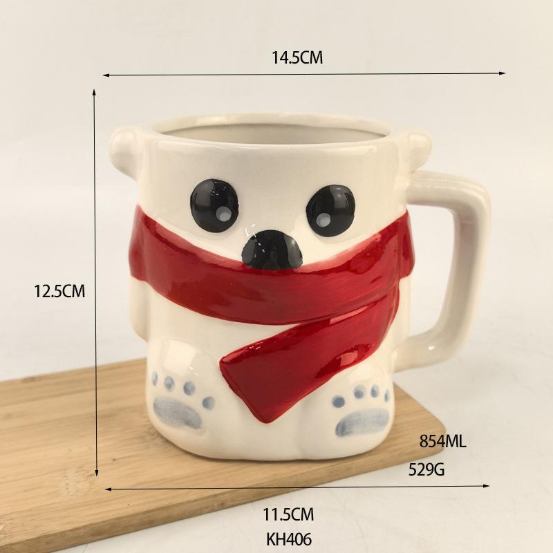 

Cartoon ceramic Coca-Cola white bear mug high value cute home large capacity water cup office teacup 701-800ml