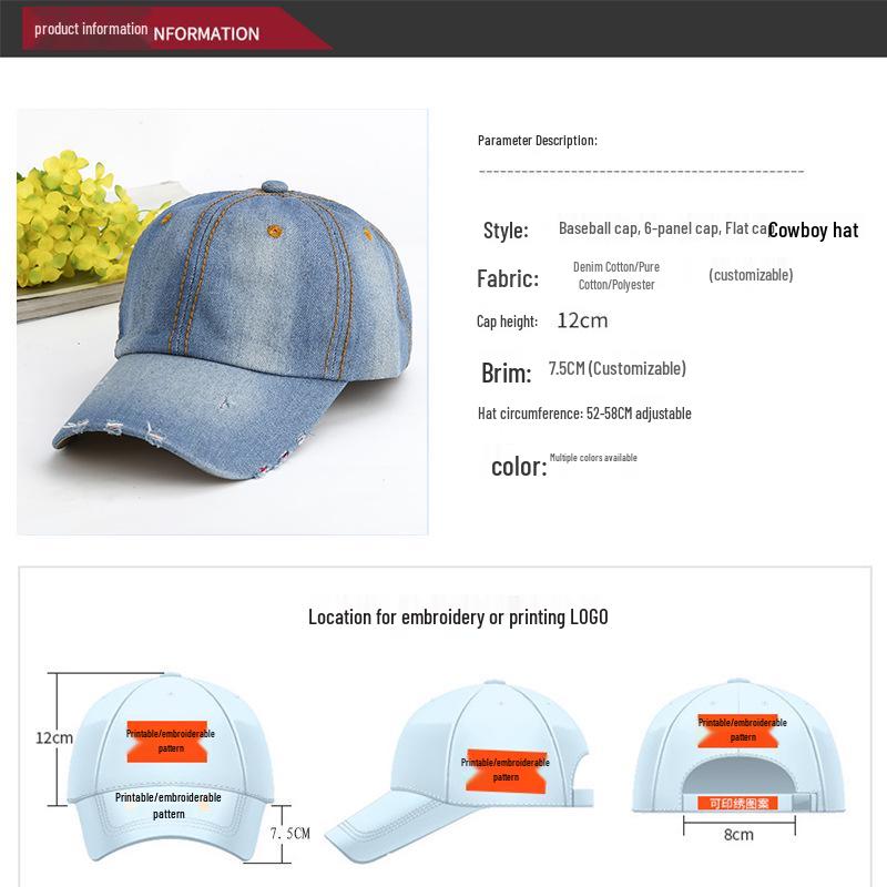 Modische Damen-Baseballkappe aus Denim mit Rosen-Strasssteinen - Hip-Hop-Sonnenhut