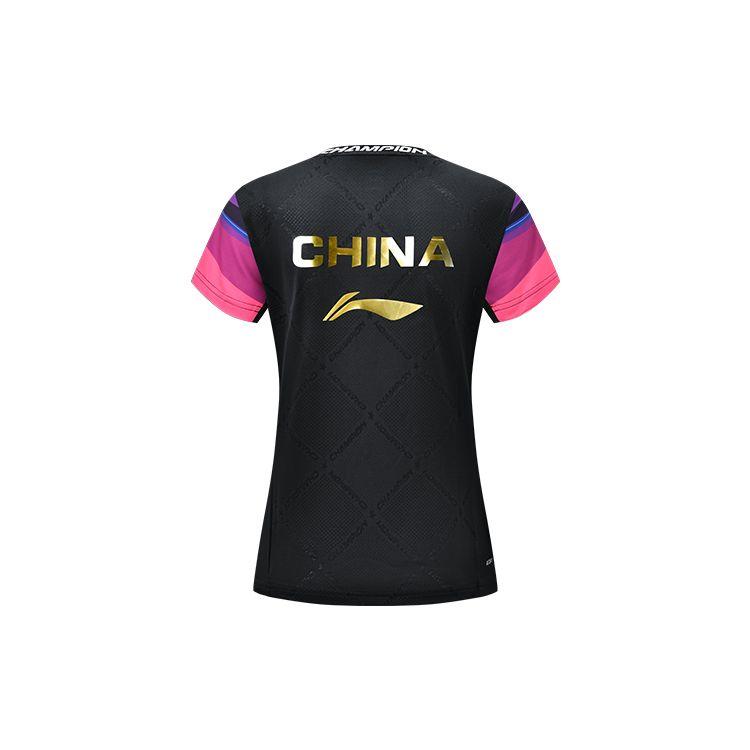 Li-Ning Moisture Wicking Quick Dry Competition Short Sleeve T-Shirt Women Tops Fluorescent-Lotus-Pink AAYT028-1
