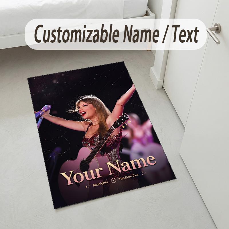 Personalized Crystal Velvet Carpet,Taylor Swift Custom Printed Name, Plush Area Rug For Home Indoor Decor
