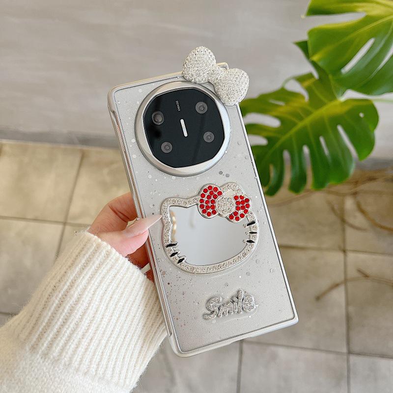 

Silver 3D Mirror Epoxy Bowknot for Huawei MateX6/MateX5 Foldable Phone Case Huawei Mate X3