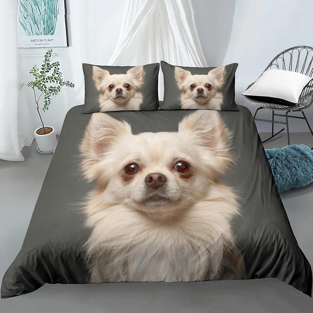 3D Dog King Queen Full Twin Duvet Cover Funny Puppy Bedding Set Teens Adult Kawaii Pet Animal White 2/3pcs Polyester Quilt Cover