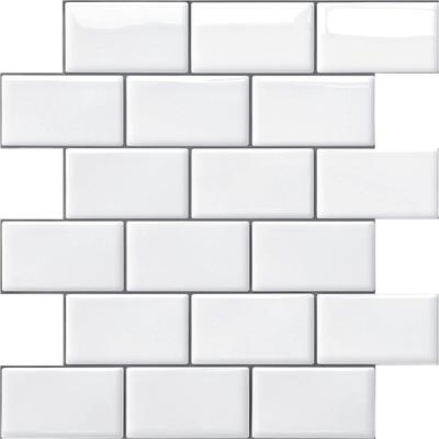 Yoillione Tile 10 Heat Removable Mosaic Wallpaper DIY 3D Remake Toilet Atmosphere Brick White Gray Stickers, Wodoodporny, Gruby, Kawałki, Odporny,