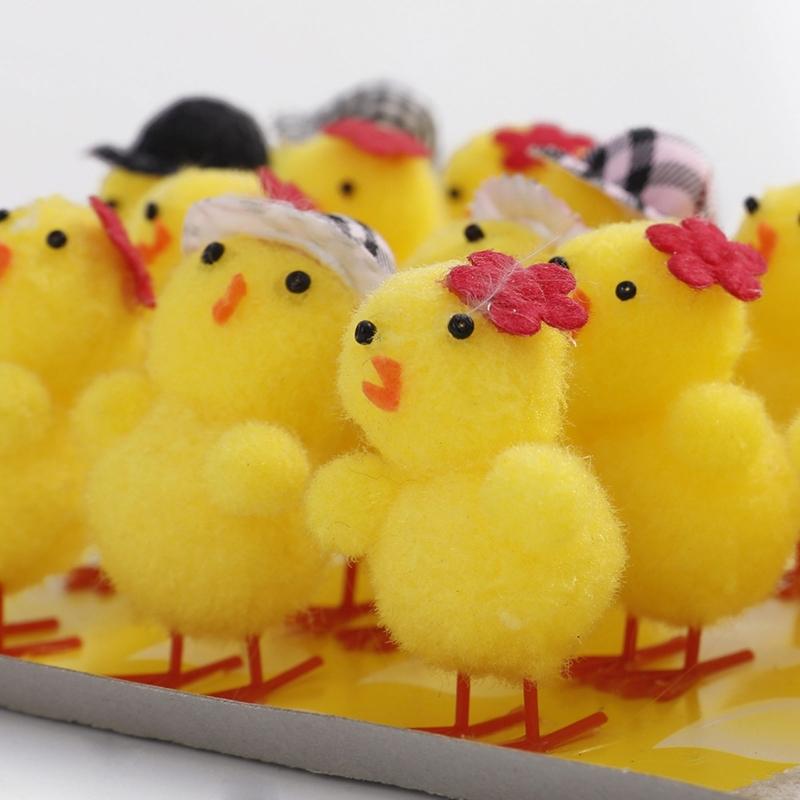 Easter Mini Fluffy Chicks Pack of 12/24 Chicken Surprise Toy for Filling Cake Ornaments Easter Party Decoration Kid Toy