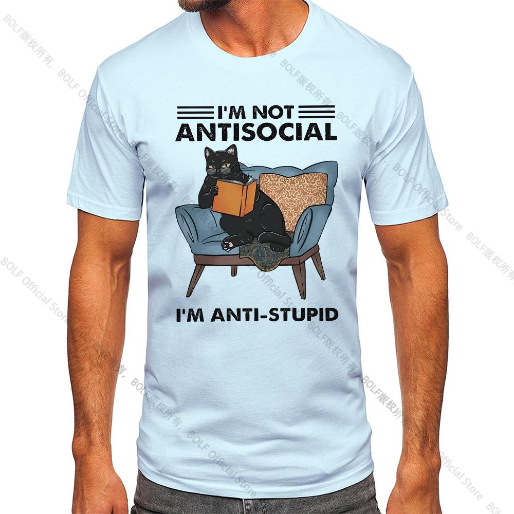 

I Am Not Anti Social Printed Men s Vintage T-Shirt 100% Cotton Oversized Funny Graphic Tees for Men Summer Tops M