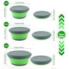 Collapsible Silicone Bowls 3-Pack Portable Food Container - Space-Saving Green Salad Bowls with Lids for Camping Travel Picnic and Outdoor Use