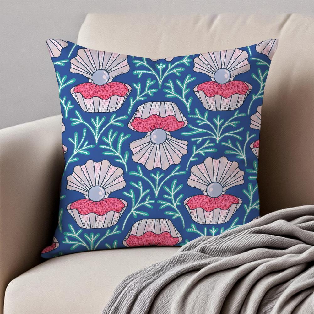 Ornate Elegant Pearl Shell Cushion Cover Pillowcase Antidustmite Invisible Zipper Short Plush Sofa Cushion
