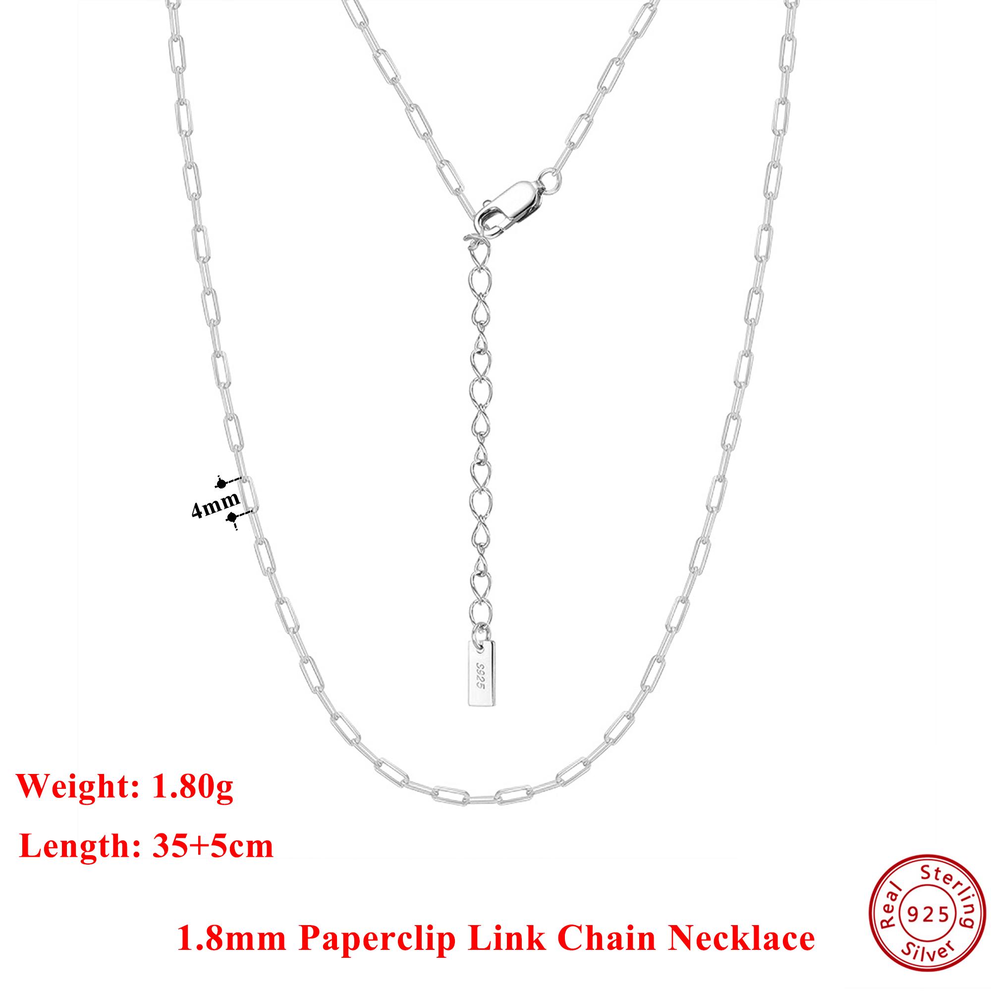 

Effie Queen 925 Sterling Silver Fashion Paperclip Link Chain Necklace for Women Men Simple Basic Neck Chain Party Jewelry SC64 45-50cm