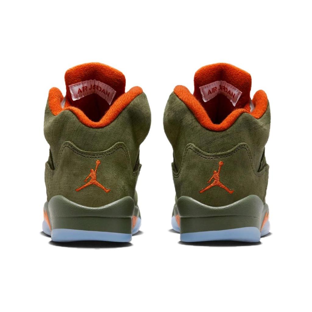Air Jordan 5 Retro GS Olive 2024 Kids Sneakers Green Army-Olive Solar-Orange 440888-308