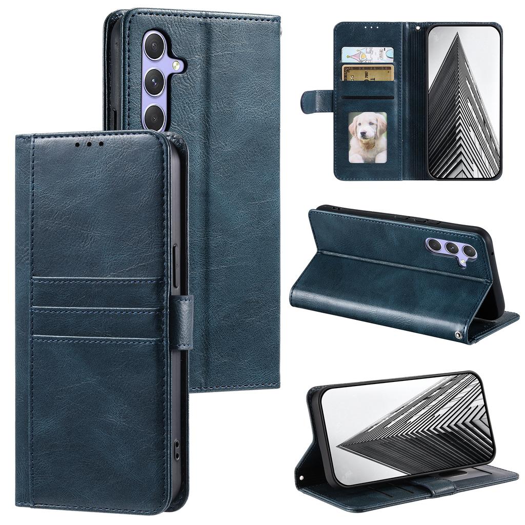 For Samsung Galaxy A37 5G Case 6 Card Slots PU Leather Anti-Fall Phone Cover with Wrist Strap