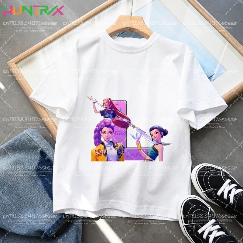 Kleidung für Kleinkind-Mädchen Kpop Dämonenjäger Buchstaben A-Z Cartoon T-Shirt Lustiges Geschenk für Fans Harajuku Coole Kinder-T-Shirts Sommer-Oberteile