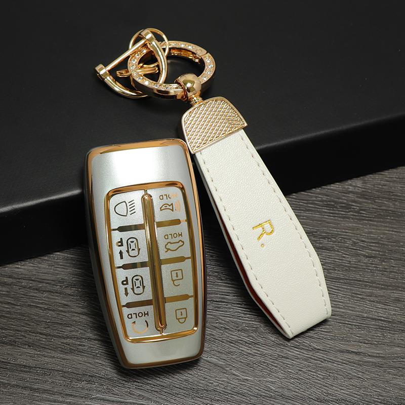 Quicksand TPU Car For Hyundai Genesis GV70 GV80 GV90 2020 2021 2022 Key Case Cover Shell Fob Holder Ring Protector Keychain