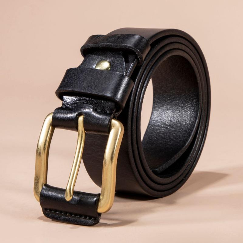 New Men's Leather Pin Buckle Belt Fashion Casual First Layer Cowhide Belt