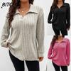 Women's Fashion Casual Solid Color Print Long Sleeve V-Neck Blouses & Shirts