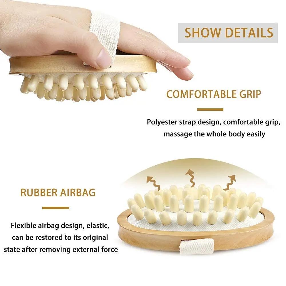 Anti Cellulite Massage Brush  Men  Women Bath Shower Full Body Wooden Rubber Particles Massager Spa Comb Beauty Slimming