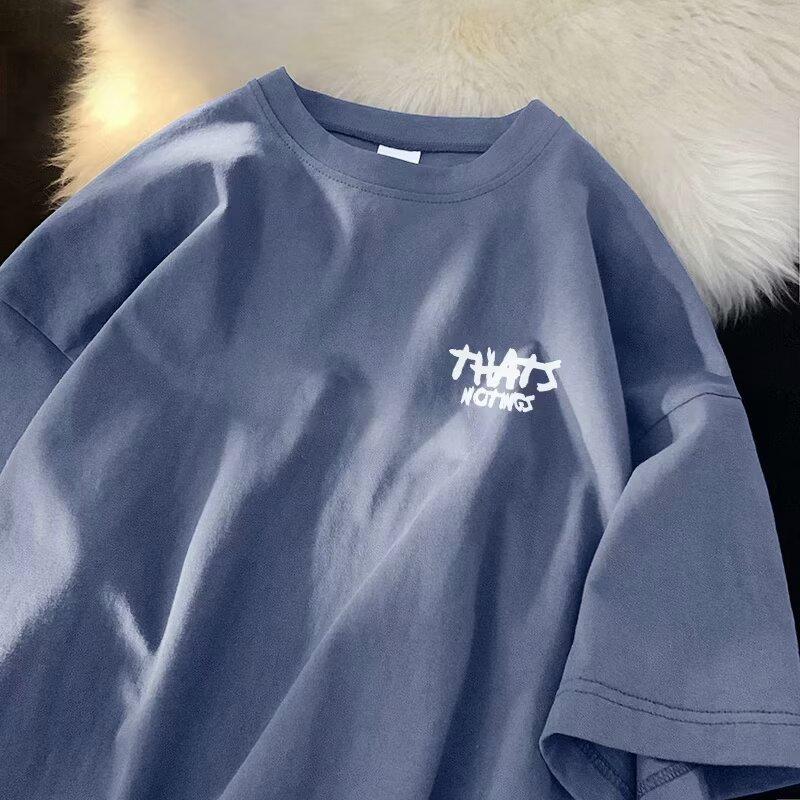 Custer 05 Clothing Mall T-shirt met korte mouwen in Amerikaanse stijl voor jongens Zomermode Merk Eenvoudig T-shirt met ronde hals 2024 Nieuw Ins Hong Kong-stijl Kleding voor stel 8XL marineblauwe kleur