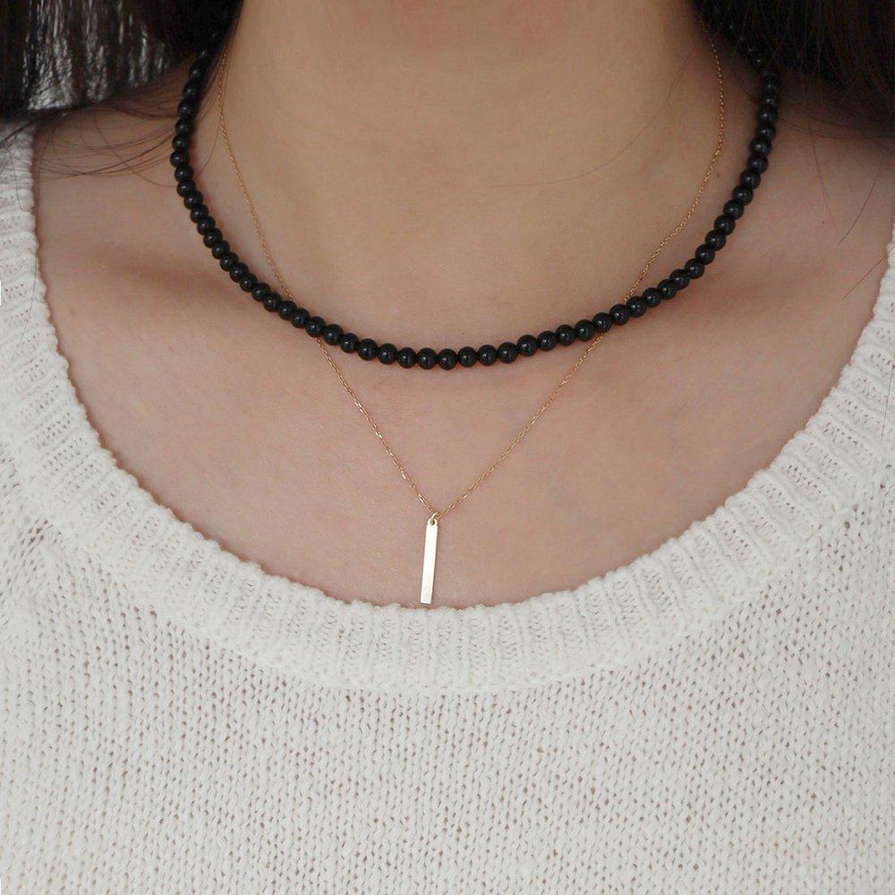 [Modernlike] Silver 925 Onyx Black Necklace 5mm