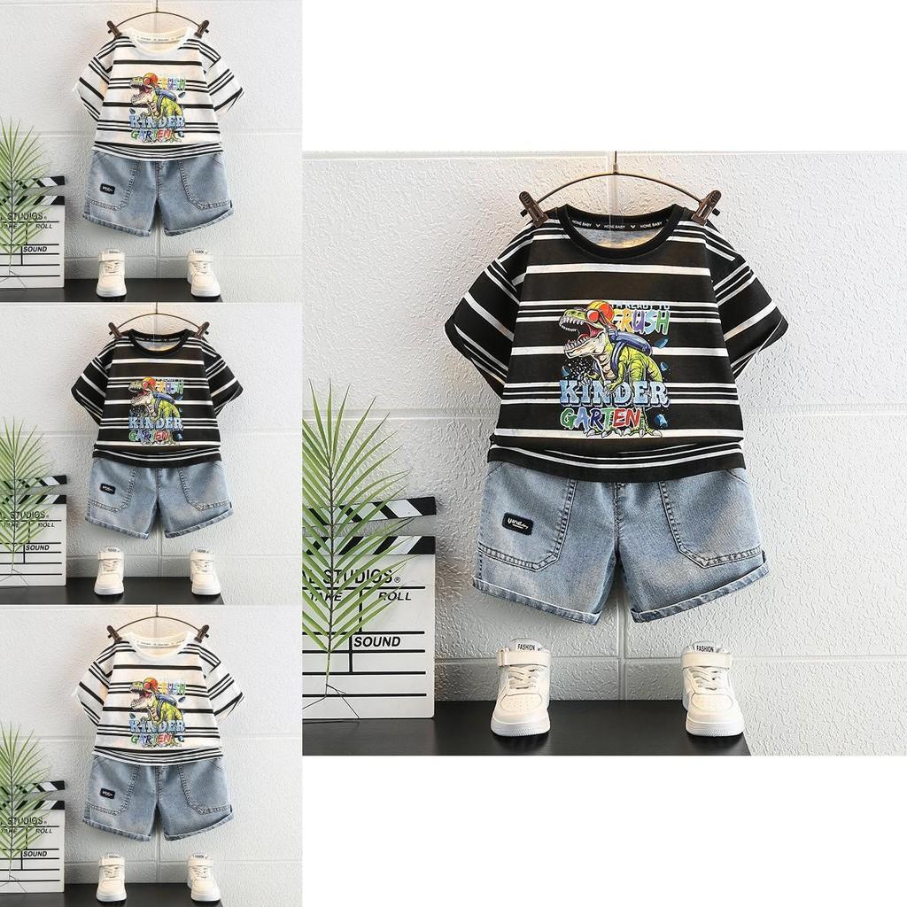 Stylish Korean Summer Outfit For Boys Two Piece Set Short Sleeve Shorts Soft Cotton