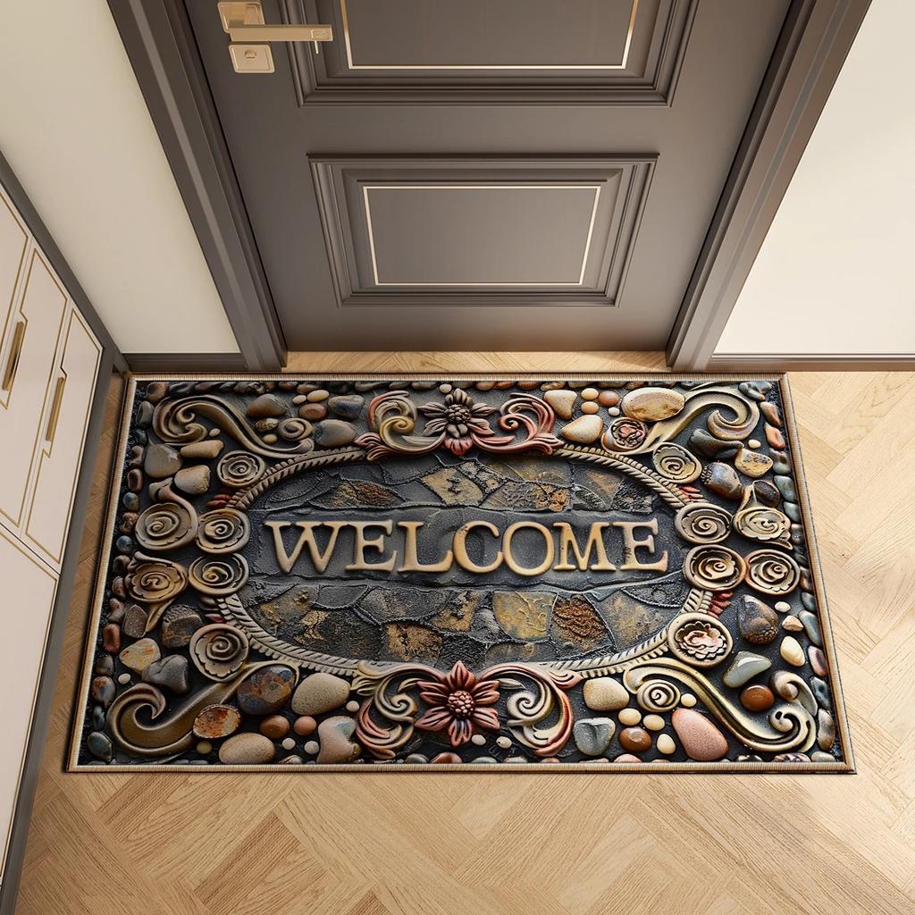 Luxury Vintage Entrance Door Mat Washable Indoor Carpet Rug for Home Decoration Floor Mat Bedroom Hallway Bathroom Custom