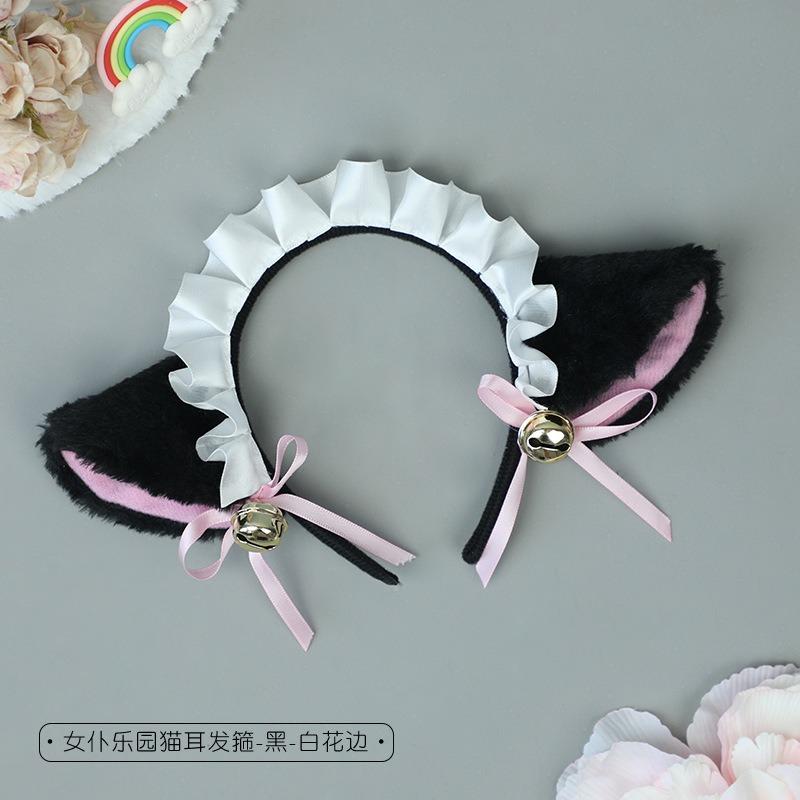 Girl beast ear headgear simulation cat ear headband comic show props lace lolita bell bow hair accessories