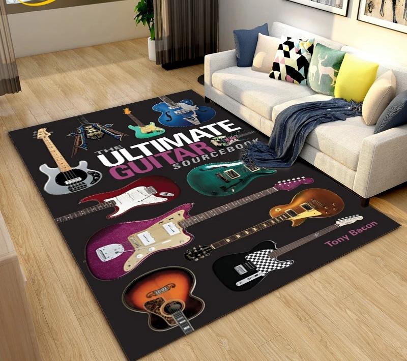 Klassische E-Gitarre Bass Teppich Schlafzimmer Zuhause Weiche Matte Waschbar Wohnzimmer Dekoration Flur Ankleidezimmer Couchtisch Teppich