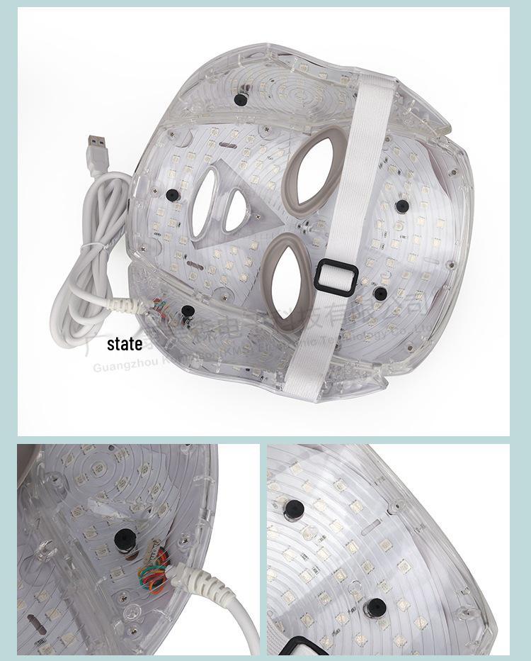 Cross-Border LED Seven-Color Light Beauty Mask with Neck Microcurrent Spectrometer