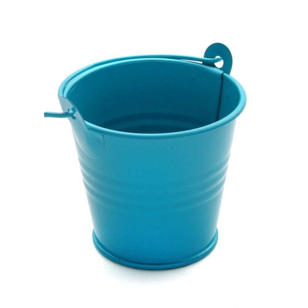Solid Color Barrel Iron Storage Basket Simulation Mini Bucket  Outdoor