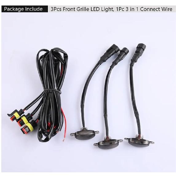3*Car Grid Lights Led Grille Decor Fog Lights Pickup Off-Road Day Running Lights