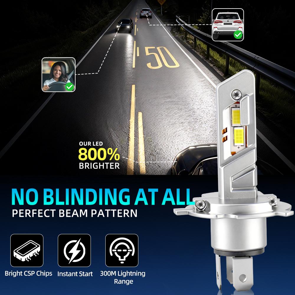 4PCS LED Canbus Headlight H4 Hi/Lo Beam Upgrade CSP 3570 Chip Car Light Bulb 9006 Auto Fog Light Kits