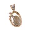 Natural Rhyolite Gemstone 925 Solid Sterling Silver Two Tone Pendant 1.50" A3I82