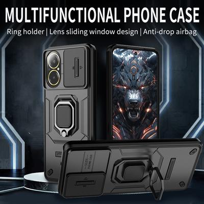 For RealmeC67 4G Case Car Magnetic Holder Ring Phone Case For Realme C67 4G Realmi Relme C 67 Slide Camera Lens Armor Back Cover